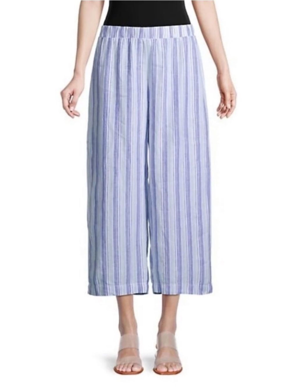 Saks Fifth Avenue Blue and White Stripe Linen Pull On Pants NWT Small